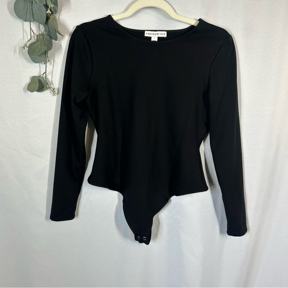 And Now This | Long Sleeve Black Bodysuit Women's Size Large